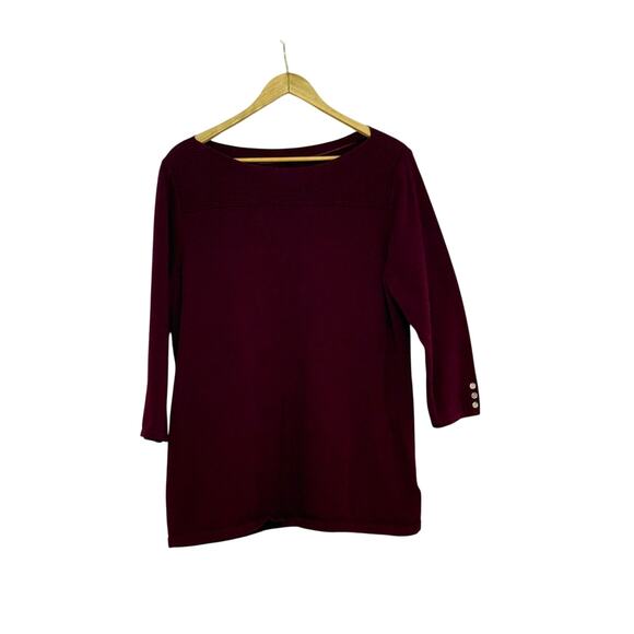 Maroon boatneck sweater with 3/4 sleeves - Picture 1 of 3